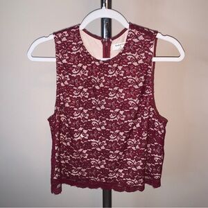 Babaton Burgundy Lace Crop Top